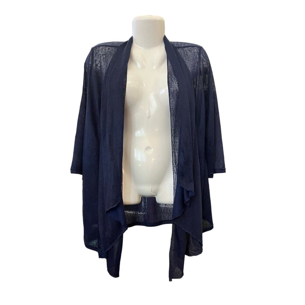 Slinky Brand Women's Navy Open Front Lightweight Sweater Cardigan | Size Small